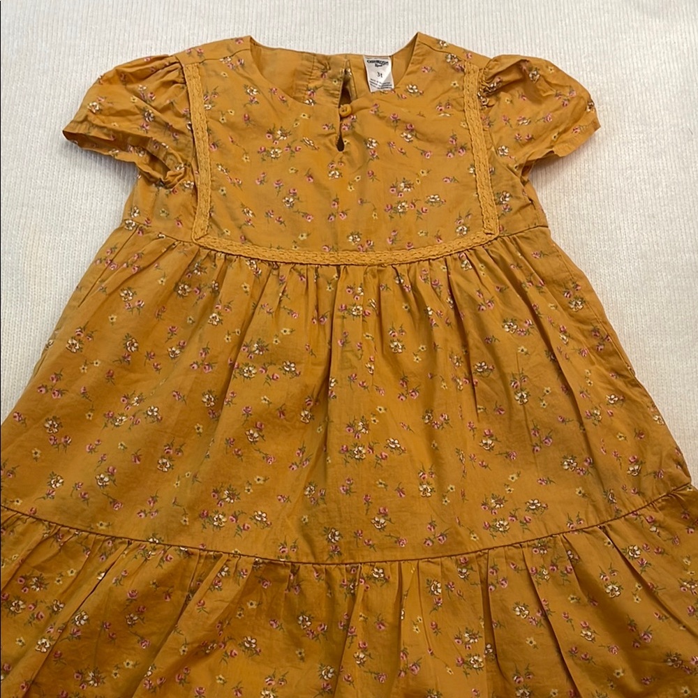 OshKosh B'gosh Yellow Brown Smocked Sundress